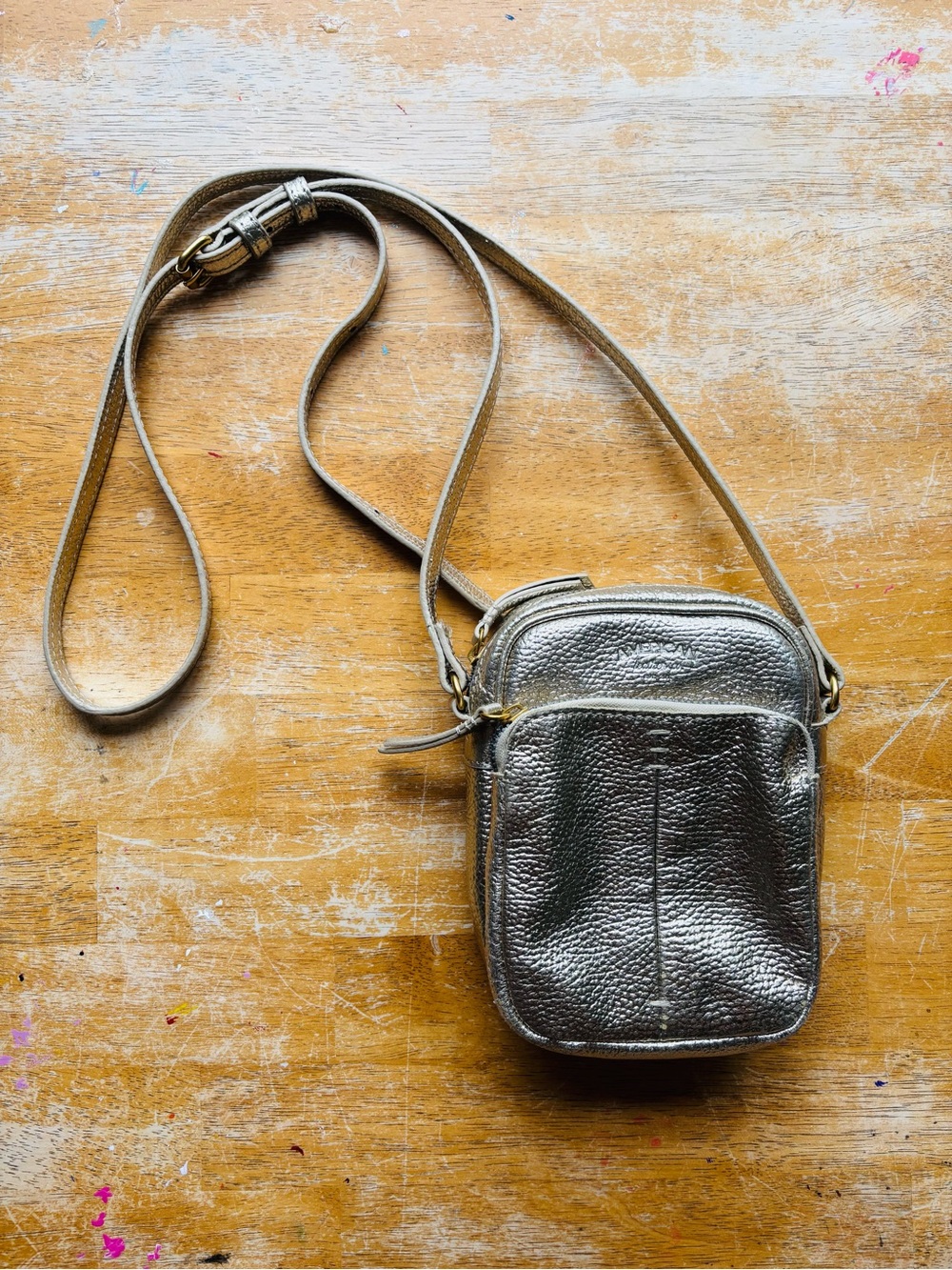 American Leather Co. Cleveland Crossbody Metallic Gold Pebbled